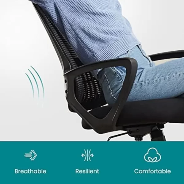 SMUG Office Chair Mid Back Computer Ergonomic Mesh Desk with Larger Seat, Executive Height Adjustable Swivel Task - Image 5